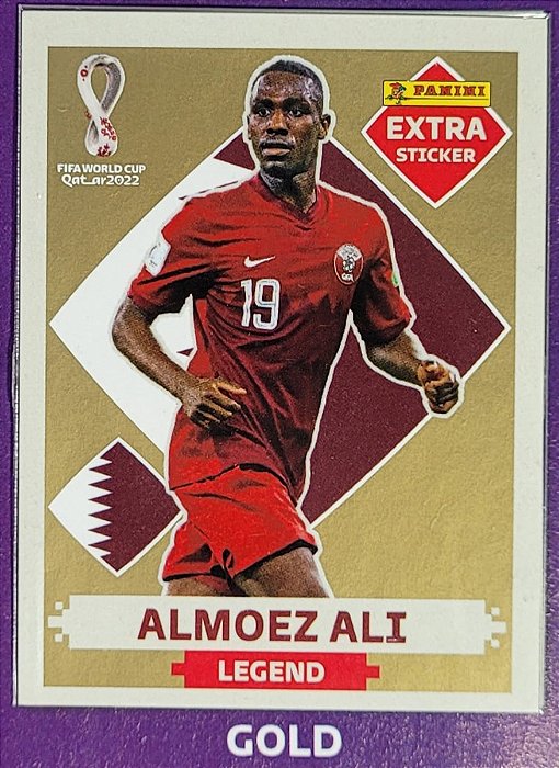 Extra Legend - Almoez Ali Ouro (Gold) - Qatar - Original Panini - Copa do Mundo do Qatar 2022