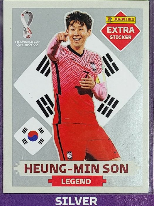 Extra Legend - Heung-Min Son Prata - Coréia do Sul - Original Panini - Copa do Mundo do Qatar 2022