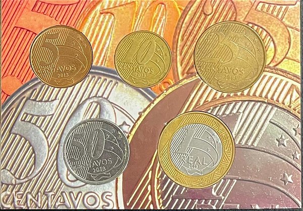 Cartela com a Série completa do Real 2013 - Ano Raro - Circuladas