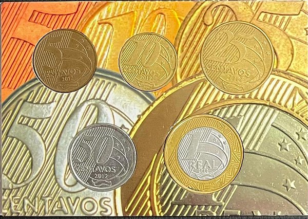 Cartela com a Série completa do Real 2012 - Ano Raro - Circuladas