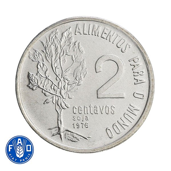 Moeda de 2 Centavos FAO 1976 - V-330 - RARA - FLOR DE CUNHO