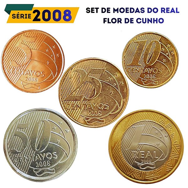 Set de moedas do Real 2008 - Raro - Completo - FC