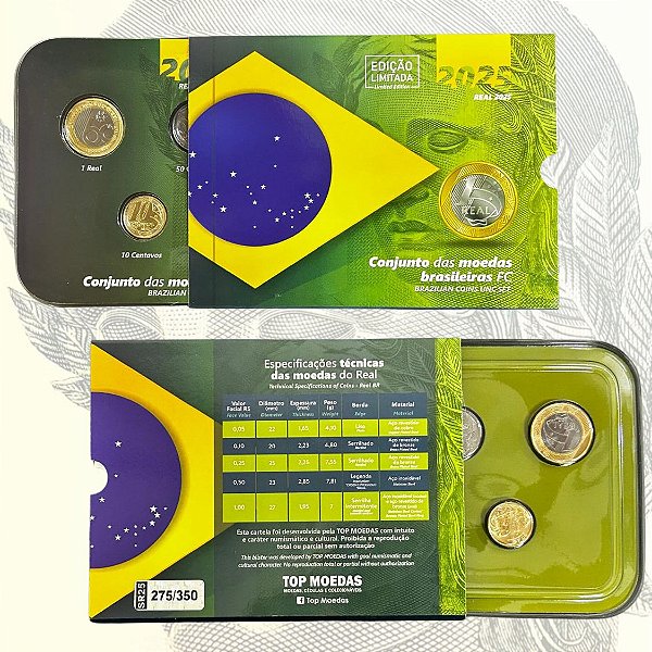 Lançamento - Blister com 5 Moedas Real 2025 FC - Edição Limitada e Numerada