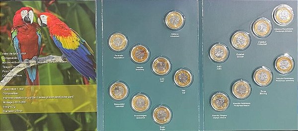Álbum de Capsulas com as 16 moedas das Olimpiadas 2016 - Flor de Cunho
