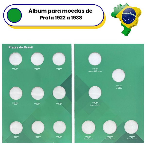 Álbum acetato Vazio para as Moedas de Prata do Brasil 1922 a 1938