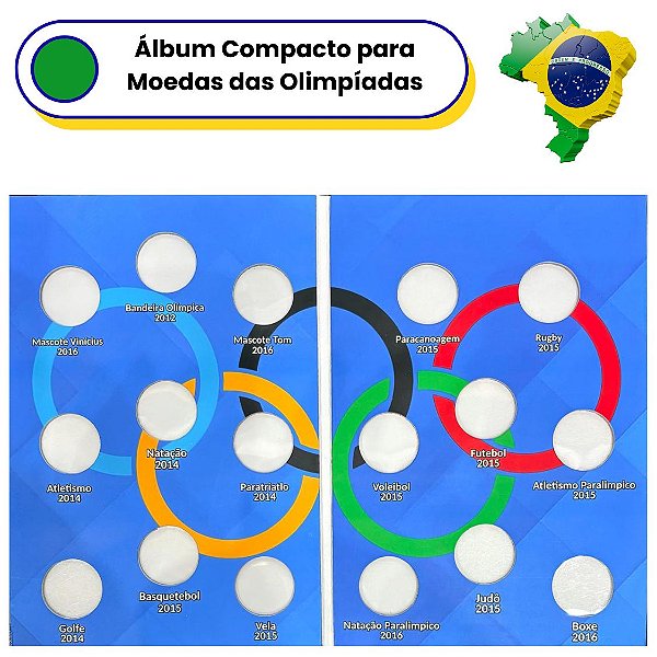 Álbum acetato Vazio para as Moedas das Olimpiadas Rio 2016 - Cristo Redentor / Azul