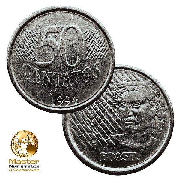 Moeda de 50 Centavos 1994 - V-452 - Circulada - Aço Inoxidavel - 23.0mm - 3.92g