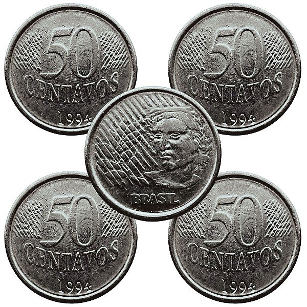 04 Moedas de 50 Centavos 1994 - V-452 - Circuladas - Aço Inoxidavel - 23.0mm - 3.92g