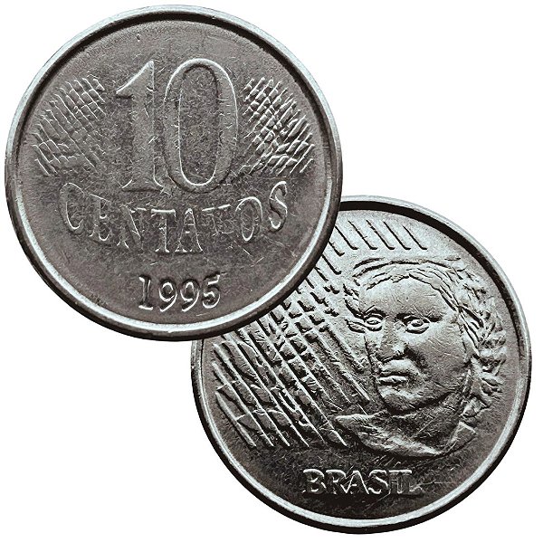 Moeda de 10 Centavos 1995 - V-447 - Circulada - Aço Inoxidavel - 22.0mm - 3.59g