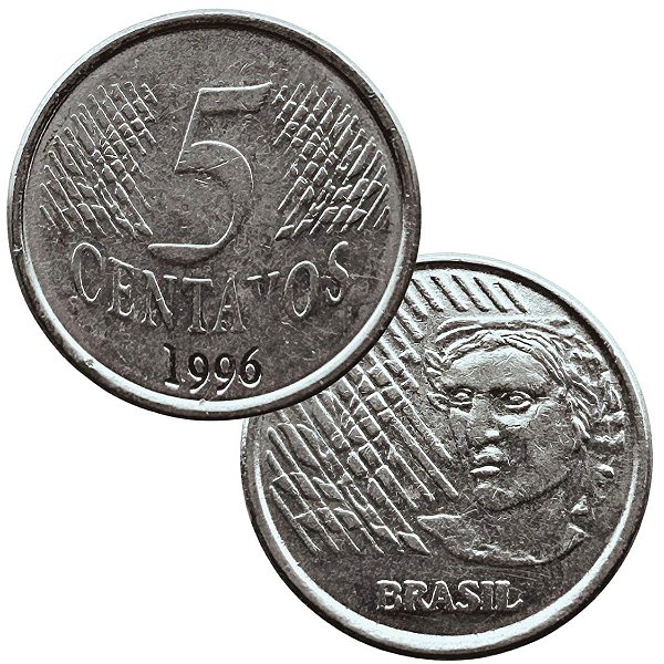 Moeda de 5 Centavos 1996 - V-444 - Circulada - Aço Inoxidavel - 21.0mm - 3.27g