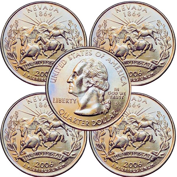 Estados Unidos - 04 Moedas de Quarter Dollars 2006 Nevada - D - Flor de Cunho
