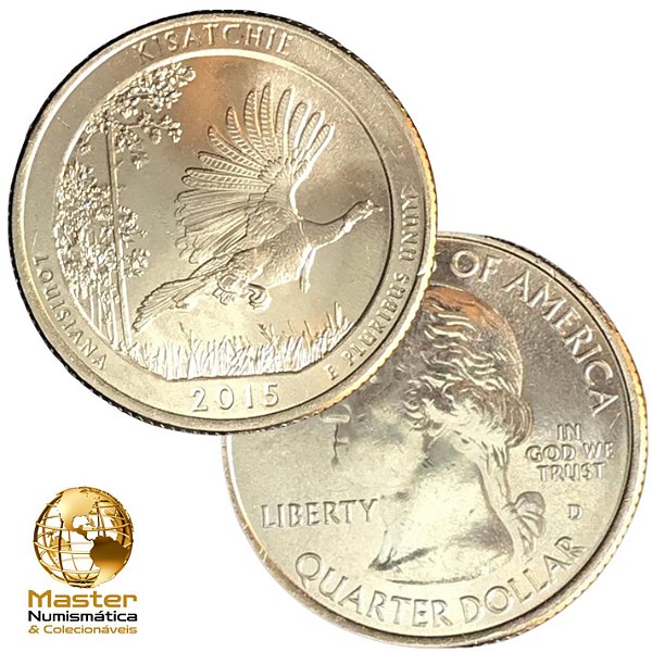 Estados Unidos - Moeda de Quarter Dollars 2015 Kisatchie - D - Flor de Cunho