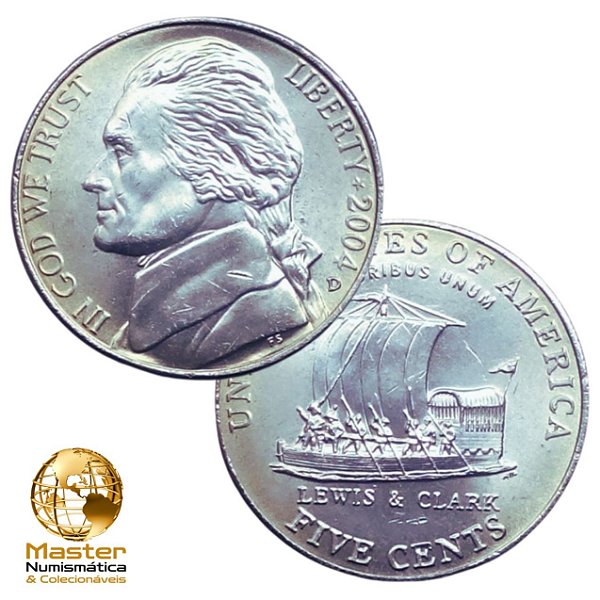 Estados Unidos - Moeda de Five Cents 2004 D - Keelboat - Jefferson Nickel - Flor de Cunho