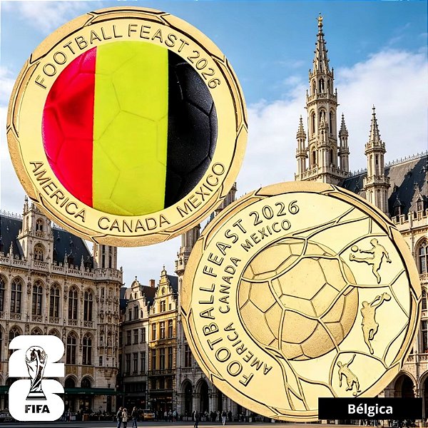 Lançamento - Medalha Colorida Copa do Mundo 2026 - Bélgica - 40.0 mm - FC
