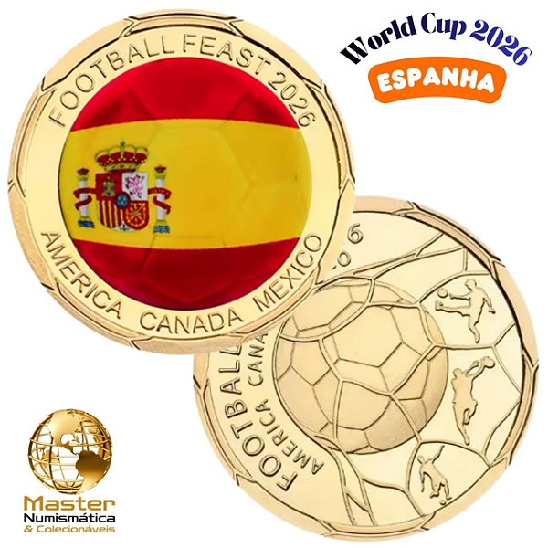 Lançamento - Moeda Colorida Copa do Mundo 2026 - Espanha - 40.0 mm - FC