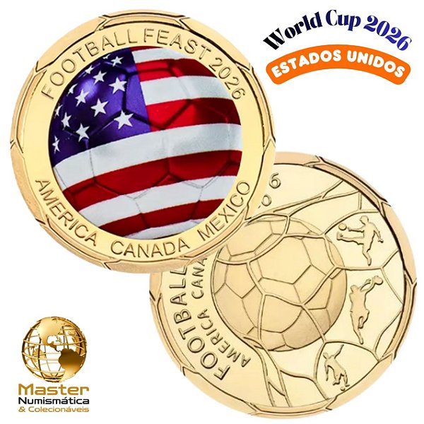Lançamento - Moeda Colorida Copa do Mundo 2026 - Estados Unidos - 40.0 mm - FC