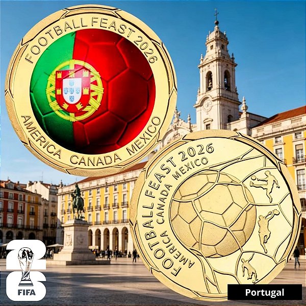 Lançamento - Medalha Colorida Copa do Mundo 2026 - Portugal - 40.0 mm - FC