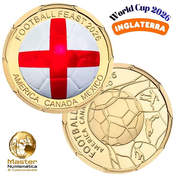 Lançamento - Moeda Colorida Copa do Mundo 2026 - Inglaterra - 40.0 mm - FC