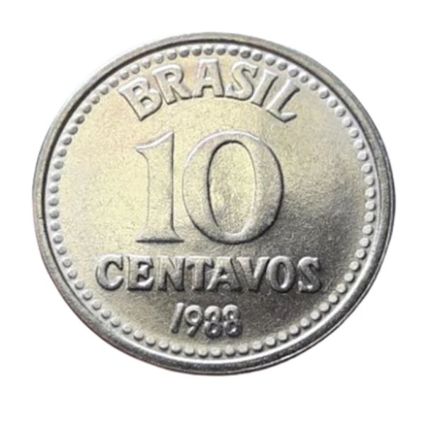 Moeda de 10 Centavos 1988 - V-388 - Aço Inox - RARA - Flor de Cunho