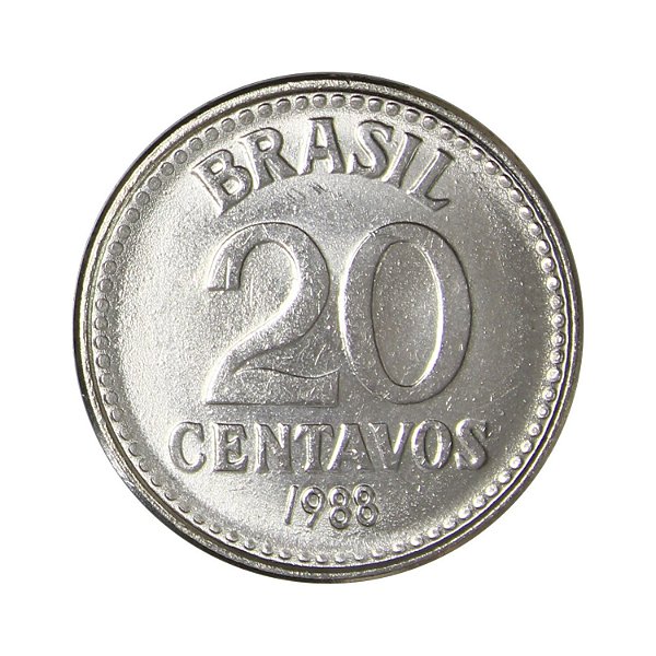 Moeda de 20 Centavos 1988 - V-391 - Aço Inox - RARA - Flor de Cunho