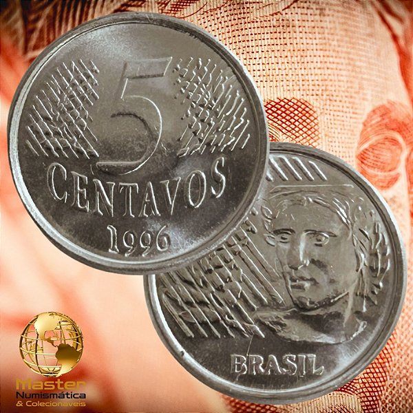 Moeda de 5 Centavos 1996 - V-444 - Flor de Cunho - Aço Inox - 21.0mm - 3.27g