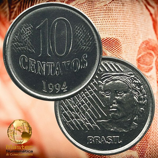 Moeda de 10 Centavos 1994 - V-446 - Flor de Cunho - Aço Inox - 22.0mm - 3.59g