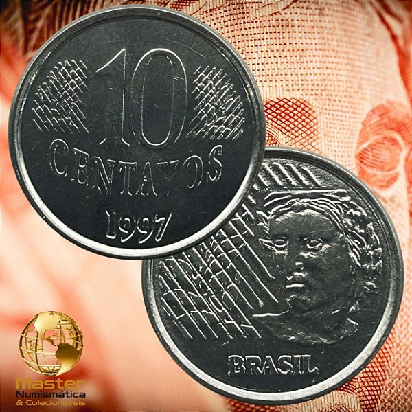 Moeda de 10 Centavos 1997 - V-449 - Flor de Cunho - Aço Inox - 22.0mm - 3.59g