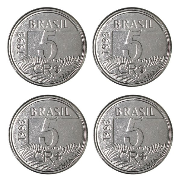 Promoção - 04 Moedas de 5 Cruzeiros Reais 1993 Arara - V-430 - Circuladas