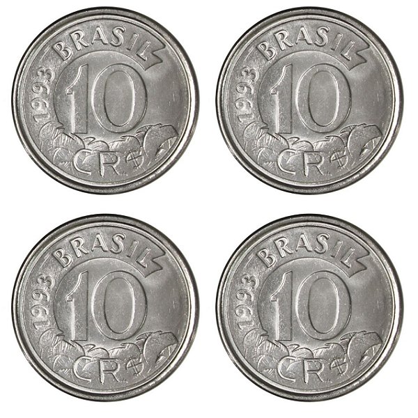 Promoção - 04 Moedas de 10 Cruzeiros Reais 1993 Tamanduá - V-432 - Circuladas