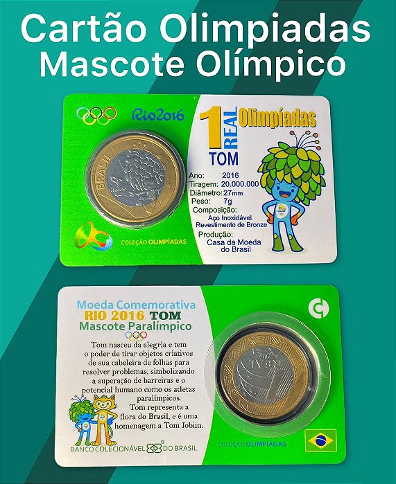 Blister com a moeda de 1 Real Mascote Tom - Flor de Cunho