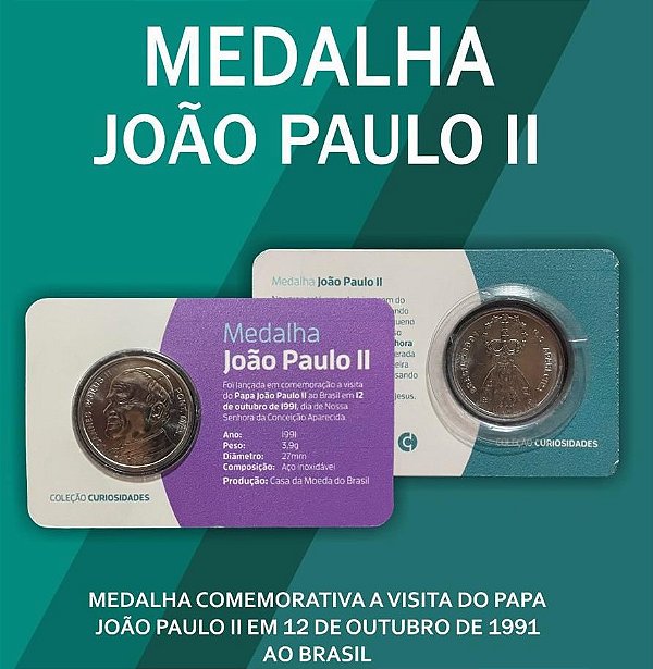 Blister com a Medalha João Paulo II 1991 - Comemorativa