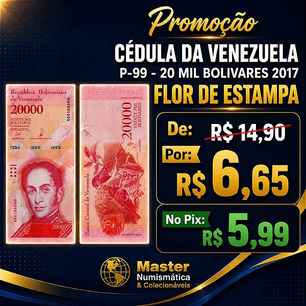 Promoção - Venezuela - Cédula de 20.000 Bolivares Forte 2017 - P-99c - Simon Bolivar - FE