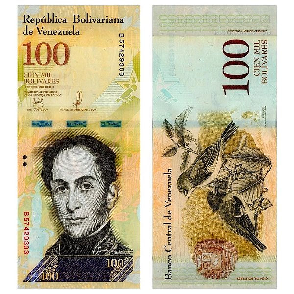 Venezuela - Cédula de 100 Mil Bolivares Forte 2017 - P-100b - Simon Bolivar - FE