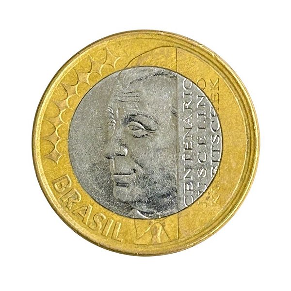 Moeda Centenário de Juscelino Kubistchek - 1 Real 2002 - V-573 - Circulada