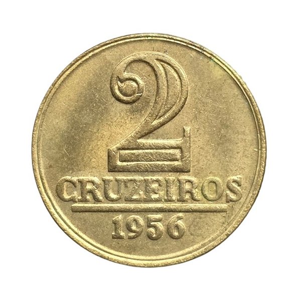 Moeda de 2 Cruzeiros 1956 - V-256 - Rara - Menor - Sob/FC