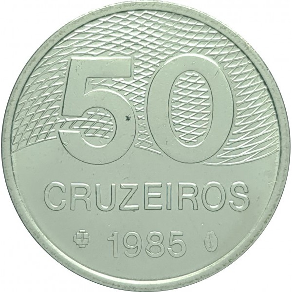 Moeda de 50 Cruzeiros 1985 - V-372 - Escassa - Flor de Cunho
