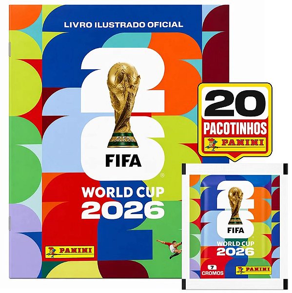 Copa Do Mundo 2026 - Kit Com 20 Envelopes de Figurinhas Panini + Álbum Capa Mole - FIFA WORLD CUP 2026 - Pronta entrega
