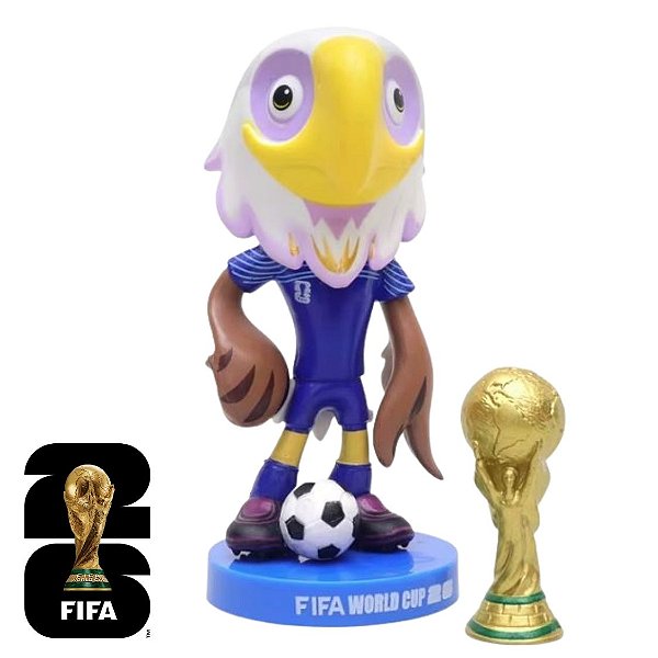 Copa do Mundo 2026 - Mascote Clutch (EUA) + Taça da Copa - Mascote Oficial - 12cm / 90g com Base - FIFA WORLD CUP 2026