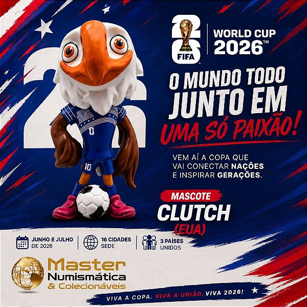 Copa do Mundo 2026 - Mascote Clutch (EUA) - Mascote Oficial - 10cm / 50g - FIFA WORLD CUP 2026