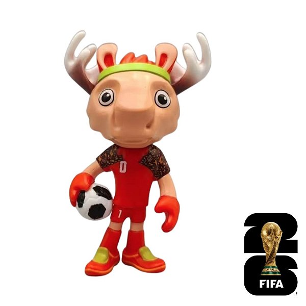 Copa do Mundo 2026 - Maple (Canadá) + Taça da Copa - Mascote Oficial - 10cm / 50g - FIFA WORLD CUP 2026