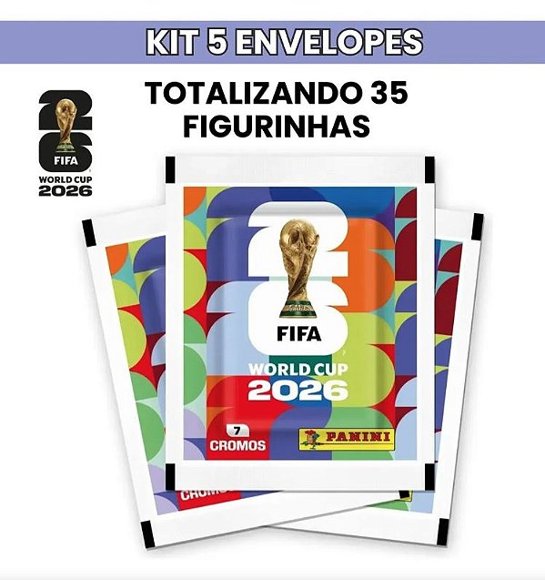 Copa Do Mundo 2026 - Kit Com 5 Envelopes de Figurinhas Panini - FIFA WORLD CUP 2026 - Pronta entrega