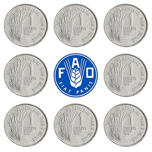 Promoção - 08 Moedas de 1 Centavo FAO 1975 - V-325 - FLOR DE CUNHO