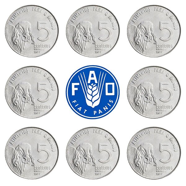 Promoção - 08 Moedas de 5 Centavos FAO 1977 - V-335 - FLOR DE CUNHO