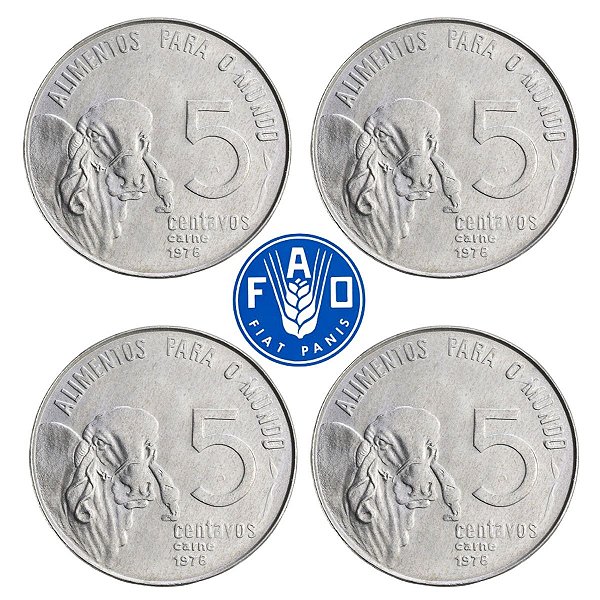 Promoção - 04 Moedas de 5 Centavos FAO 1978 - V-336 - FLOR DE CUNHO