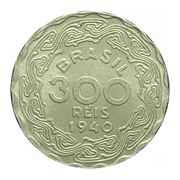 Moeda de 300 Réis 1940 - V-170 - Getulio Vargas - Cupro - Sob/FC