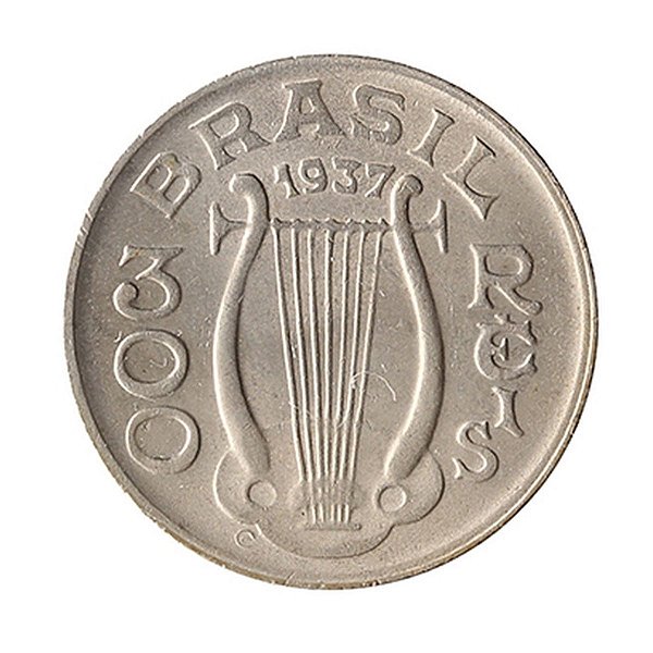 Moeda de 300 Réis 1937 - V-147 - Carlos Gomes- Cupro - Sob/FC