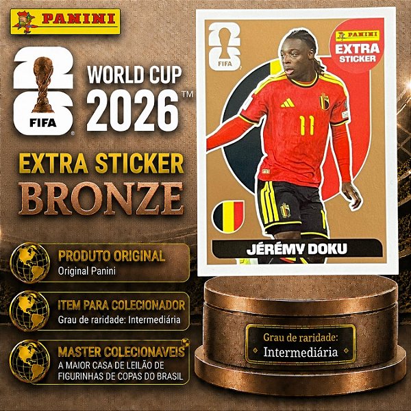 2026 Extra Legend BRONZE - Jeremy Doku (Bélgica) - Original Panini - Copa do Mundo 2026