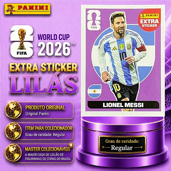 2026 Extra Legend BASE (Lilás) - Lionel Messi (Argentina) - Original Panini - Copa do Mundo 2026