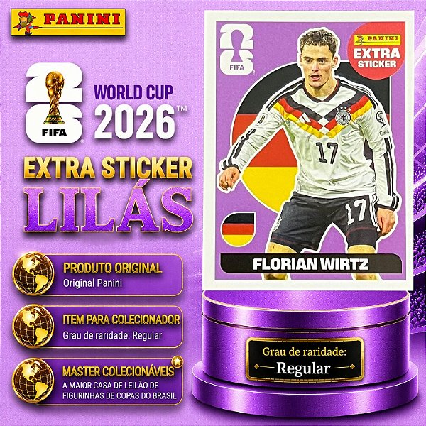 2026 Extra Legend BASE (Lilás) - Florian Wirtz (Alemanha) - Original Panini - Copa do Mundo 2026