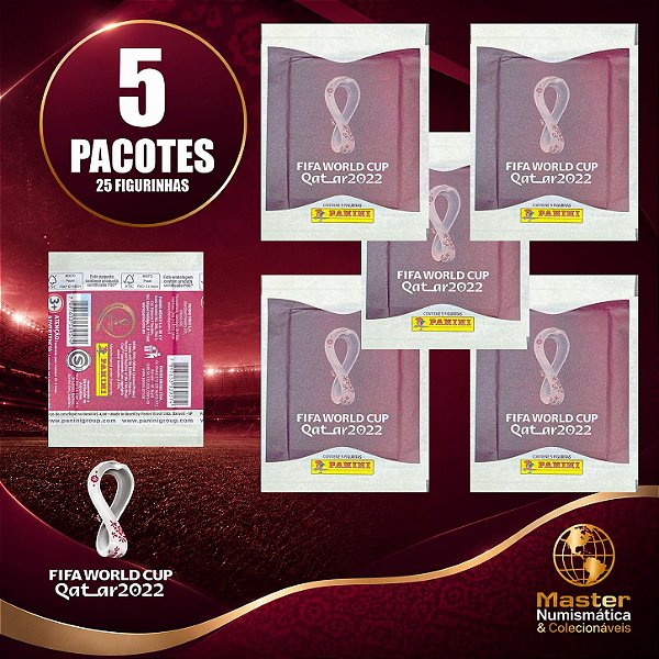Copa 2022 - 5 Envelopes (Pacotinhos) Lacrados da Copa 2022 no Qatar - Original Panini